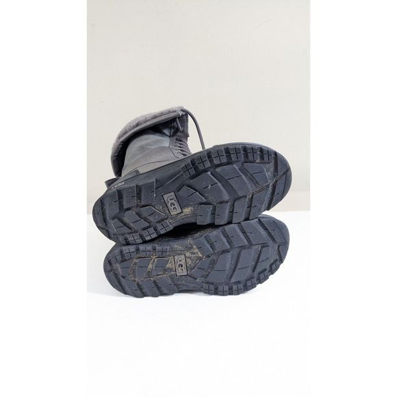 UGG Butte II Toggle Tall Gray Leather Waterproof Snow Boots US Youth Size 1 - Picture 14 of 16